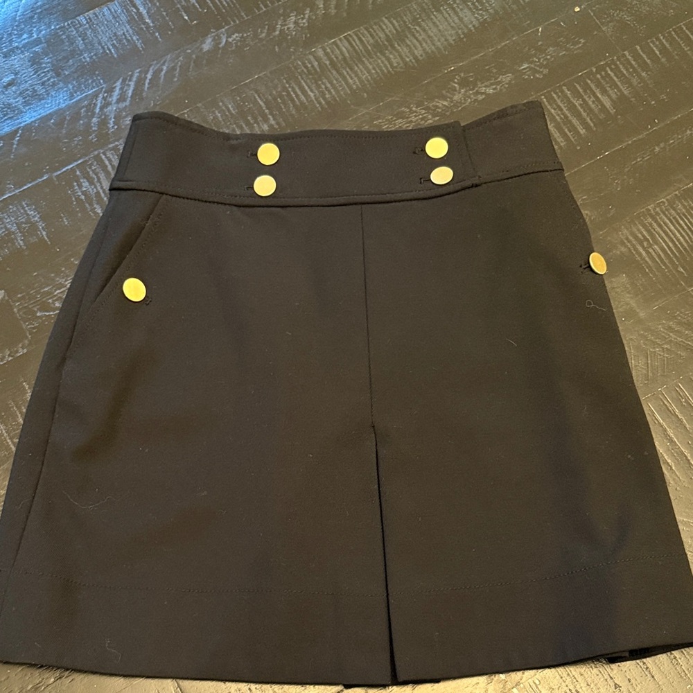 Club Monaco Black Mini Skirt with Gold Buttons